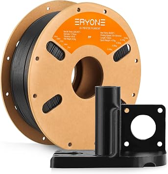 ERYONE Polypropylene Filament 1.75mm +/-0.03mm, Semi-Flexible & Ultra Tough, Chemical-Resistant, 3D Printing Filament, 900g/Spool, PP Black