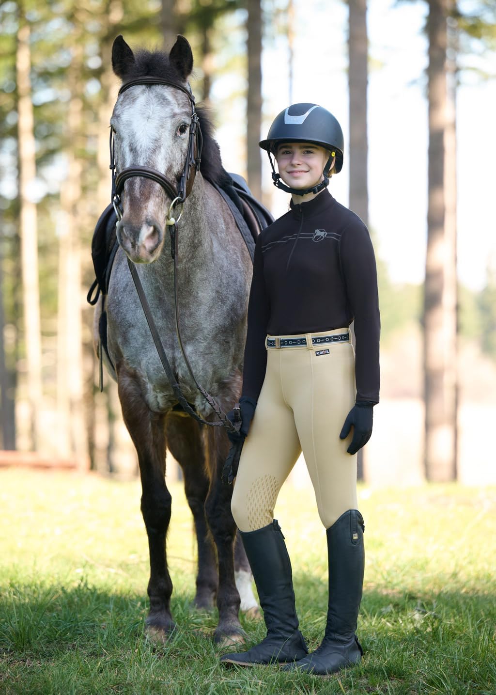 Kerrits Kids Power Stretch Fleece Knee Patch Winter Horse Riding Tights