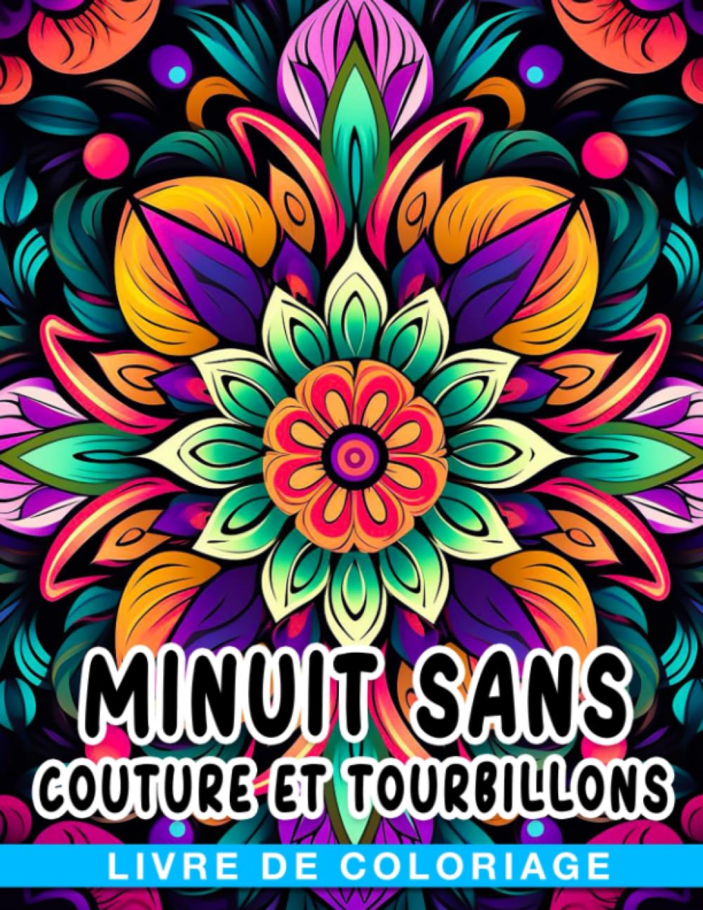 Livre de coloriage Minuit sans couture et tourbillons: Pages de coloriage complexes sur fond noir pour ad (French Edition)