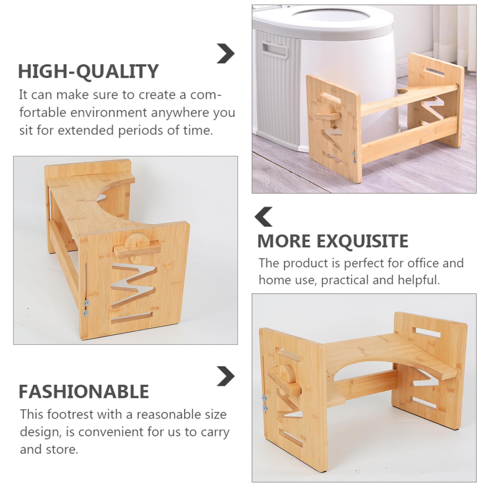 Tabouret Toilette En Bambou Pliable Hauteur Réglable - Soulagement Constipation Et Hémorroïdes