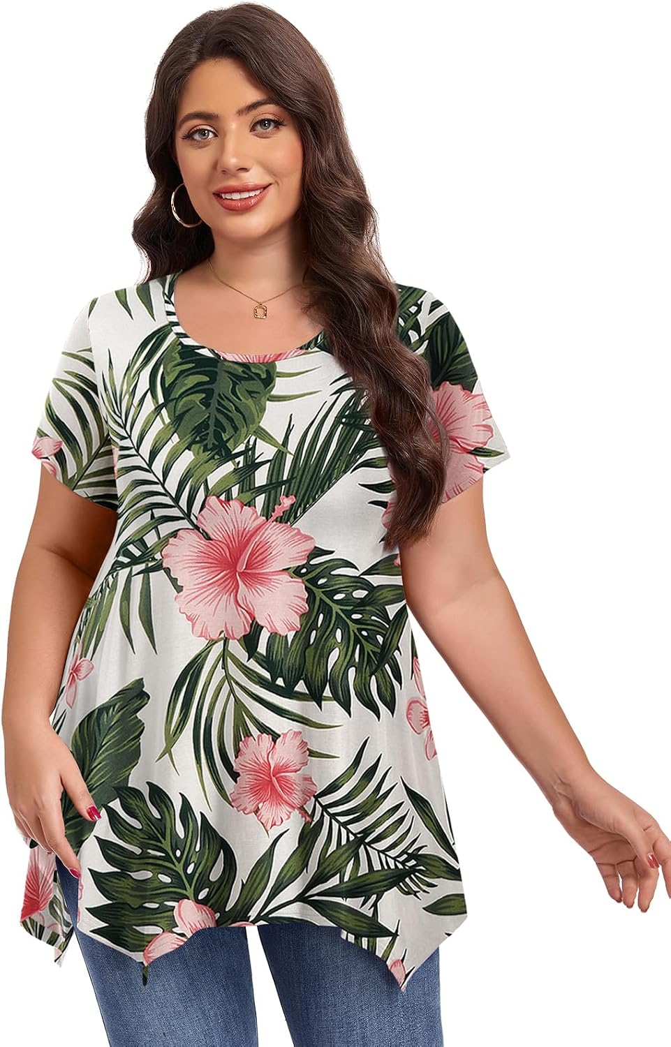 LARACE Short Sleeve Shirts for Womens Plus Size Tops Casual Summer Tunic image 3