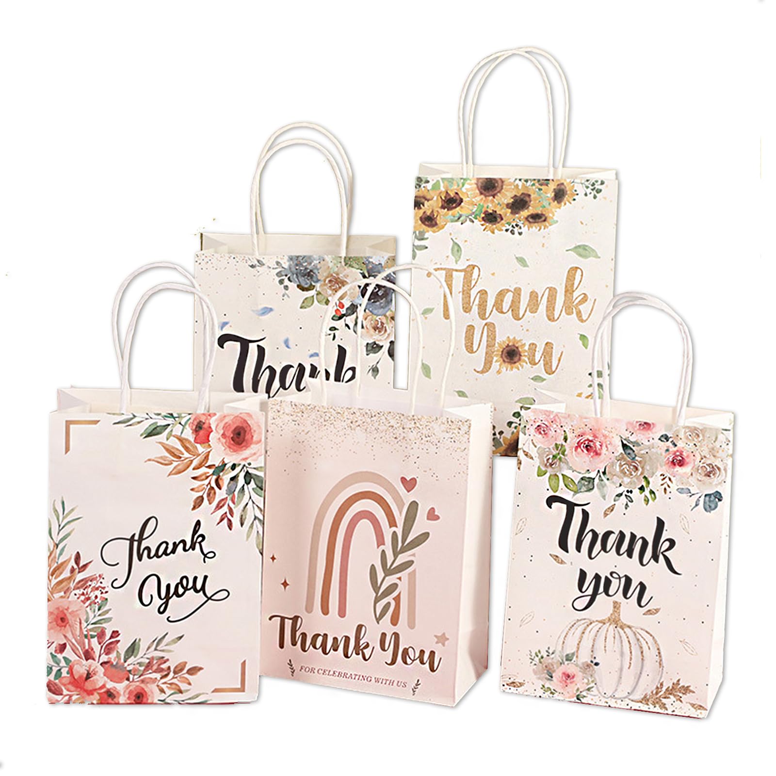 USGohin Gift Bags Paper Bags with Handle 15x21x8 cm, Party Favor Bags Bulk for Kids Return Birthday, Flower Thank You Party Supplies (Floral 20P)