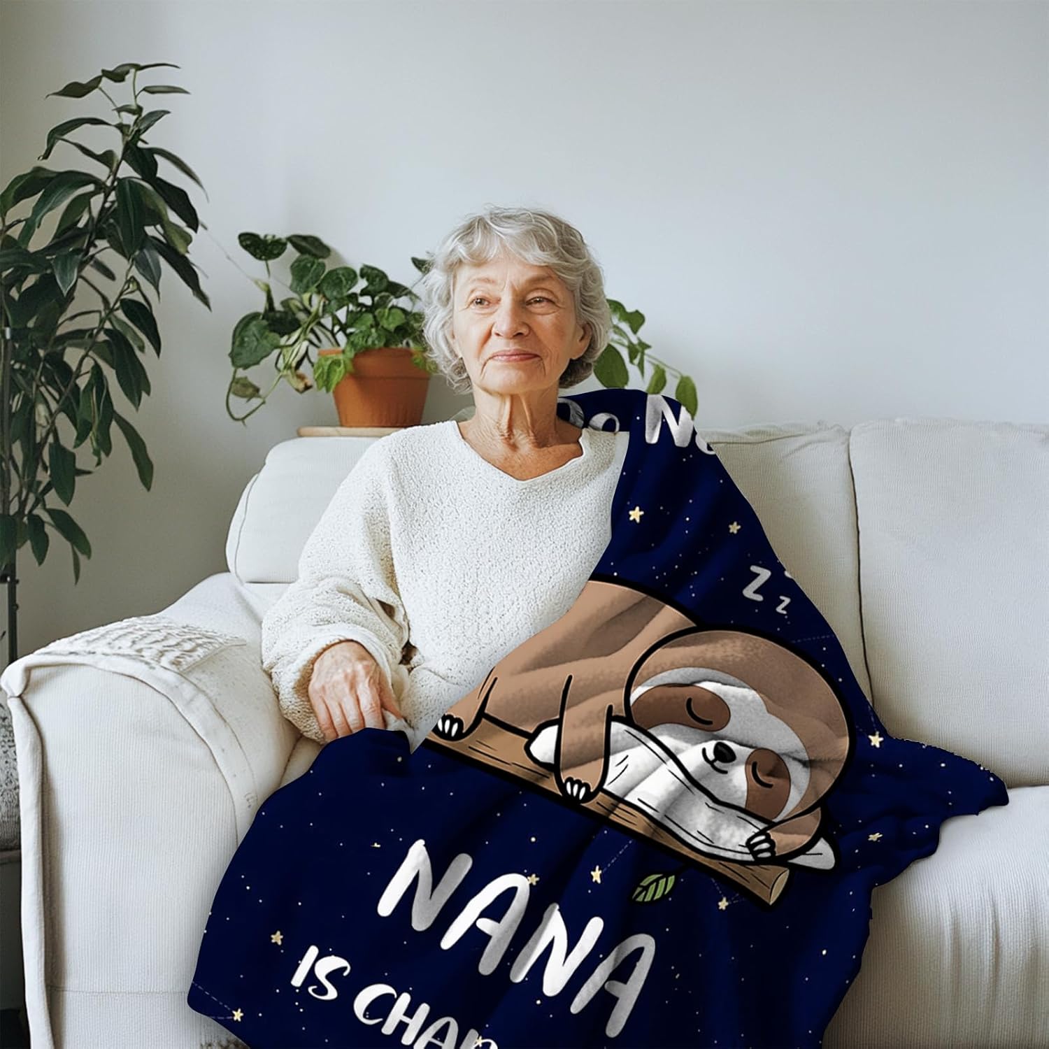 Nana Birthday Gifts, Grandma Gifts for Mothers Day Christmas from Grandkids, Nana is Charging Sloth Blanket 50"X60" - Image 6