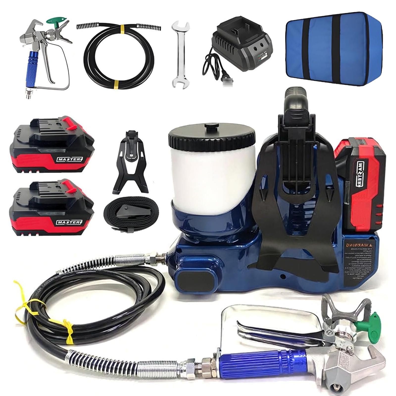 Pistola a Spruzzo Airless Da 750W, Verniciatore a Spruzzo a Batteria Da 1,2 L Con Tubo Flessibile Da 1,8 M, Alta Pressione 12,5 Mpa, 6 Velocità Regolabili, Ideale per Vernici E Rivestimenti