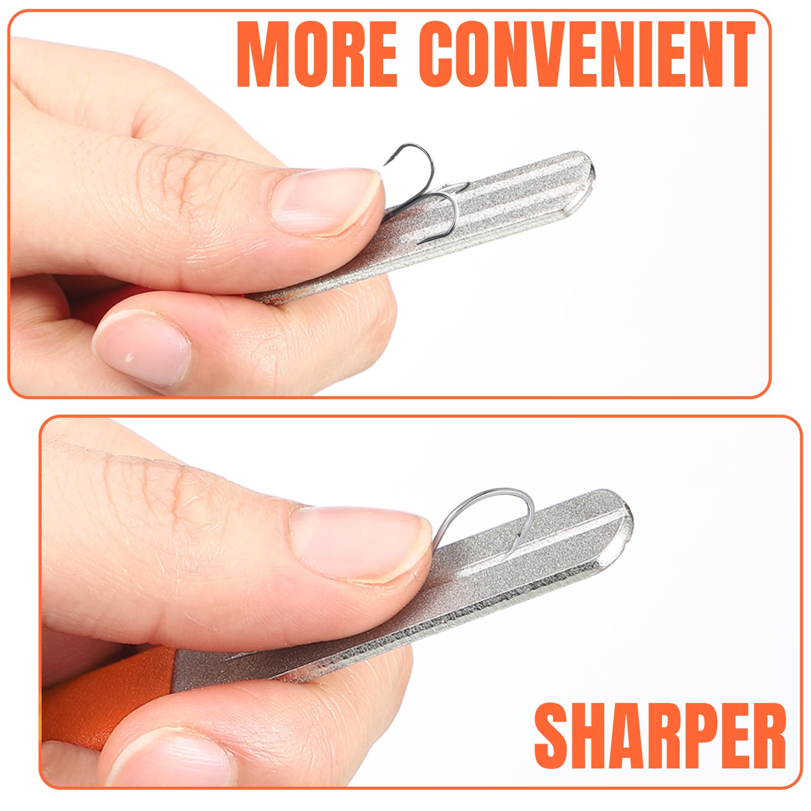 Skylety 2 Pcs Hook Sharpener Hook File For Fishing Diamond File With Handle Portable Double Sided Fine And Medium Grit For Fishing Orange - View #5