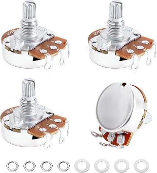 Banworks Aluminium A500K+B500K M8 Full Sized Pots Metric 2A2B 18-Spline Split Short Shaft 15mm Length Audio & Linear Taper Potentiometers for Epiphone Les Paul LP/SG Squier Strat/Tele JT/XNQ-10