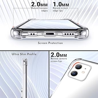 Silverback Designed for iPhone 12 Case with Ring Kickstand, Protective Soft TPU Shock-Absorbing Bumper Case for Apple iPhone 12 6.1 inch - Clear