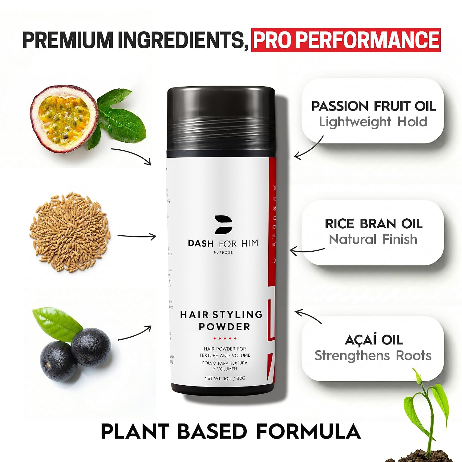 Hair Powder for Men, Root Lifter Texturizing & Volumizing, 0.70 oz | Lightweight Styling Dust, For Fine & Thin Strands, Matte Finish No Residue, Natural Look, Passionfruit Oil