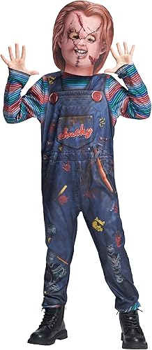 Miniatura 2 de Disfraz de Chucky para niños, traje de máscara espeluznante para niños y niñas, fiesta de juegos de rol, de 3 a 10 años