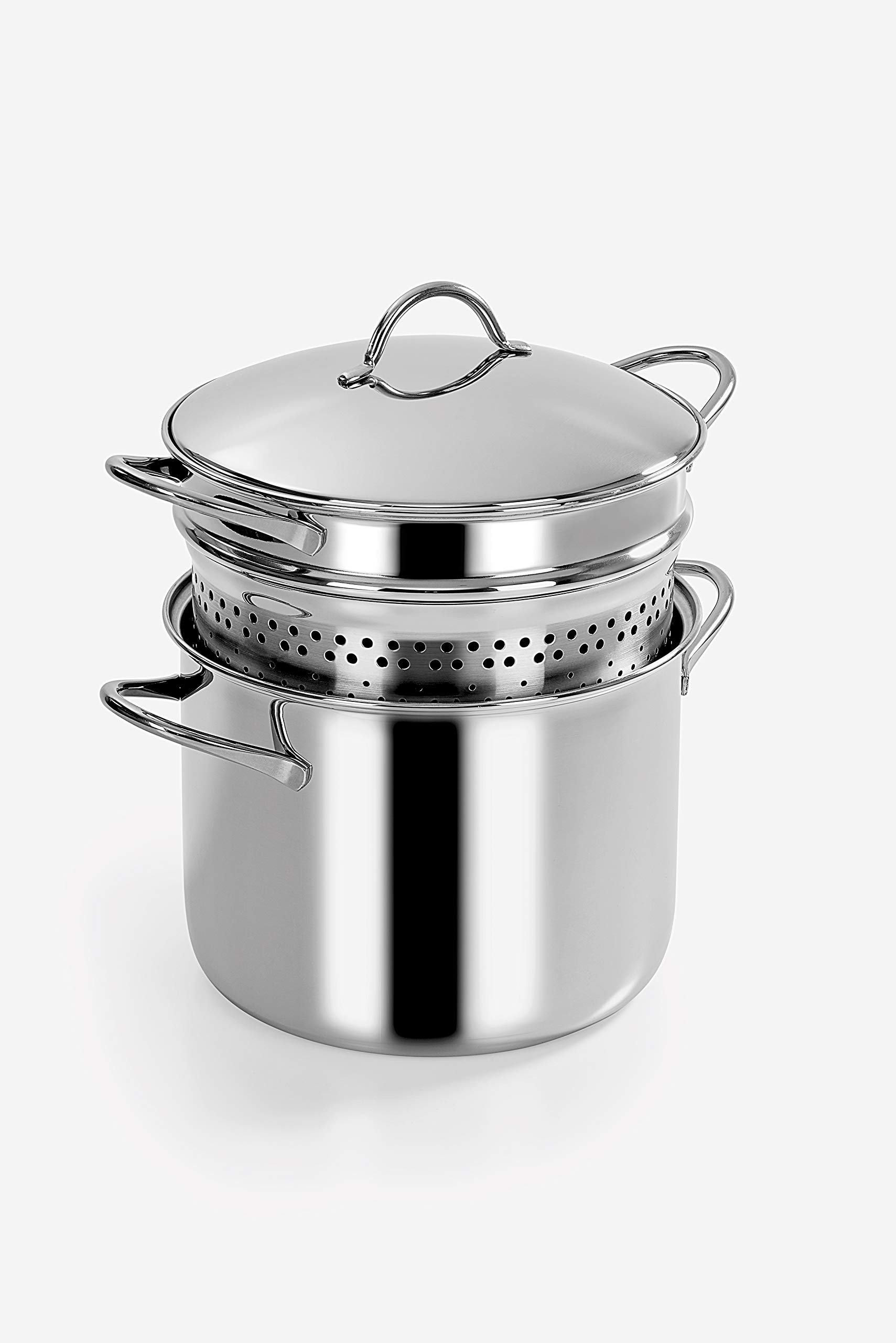 Barazzoni Spa, Spaghettiere Con Fondo ø22cm, Capacità 6lt, Acciaio Inox 18/10, Made in Italy