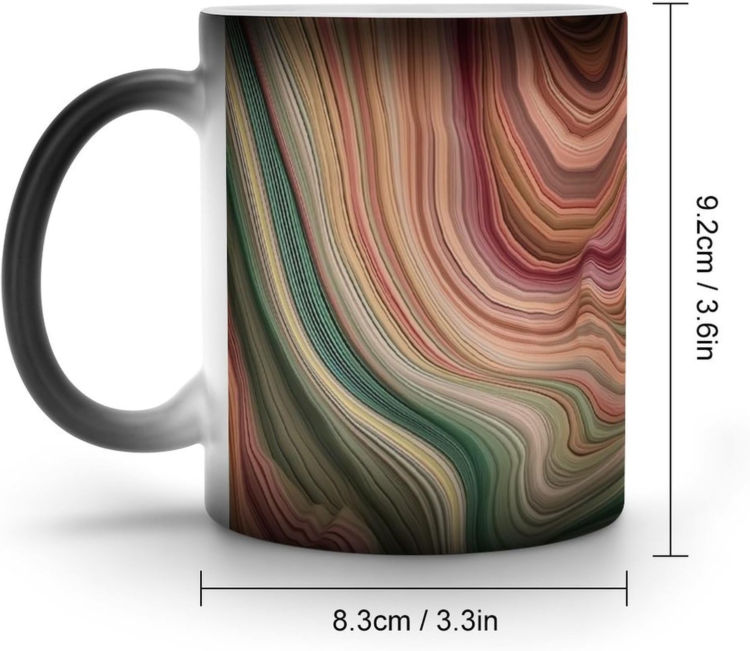 Color Changing Cups,Green And Gray Stripes Printed 11 Oz Ceramic Cups for Birthday Men Women