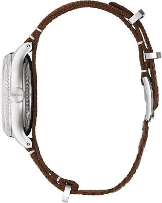 Bulova Men's Military A11 Stainless Steel 3-Hand Hack Automatic Watch, Brown Leather Strap and Blue Dial Style: 96A282