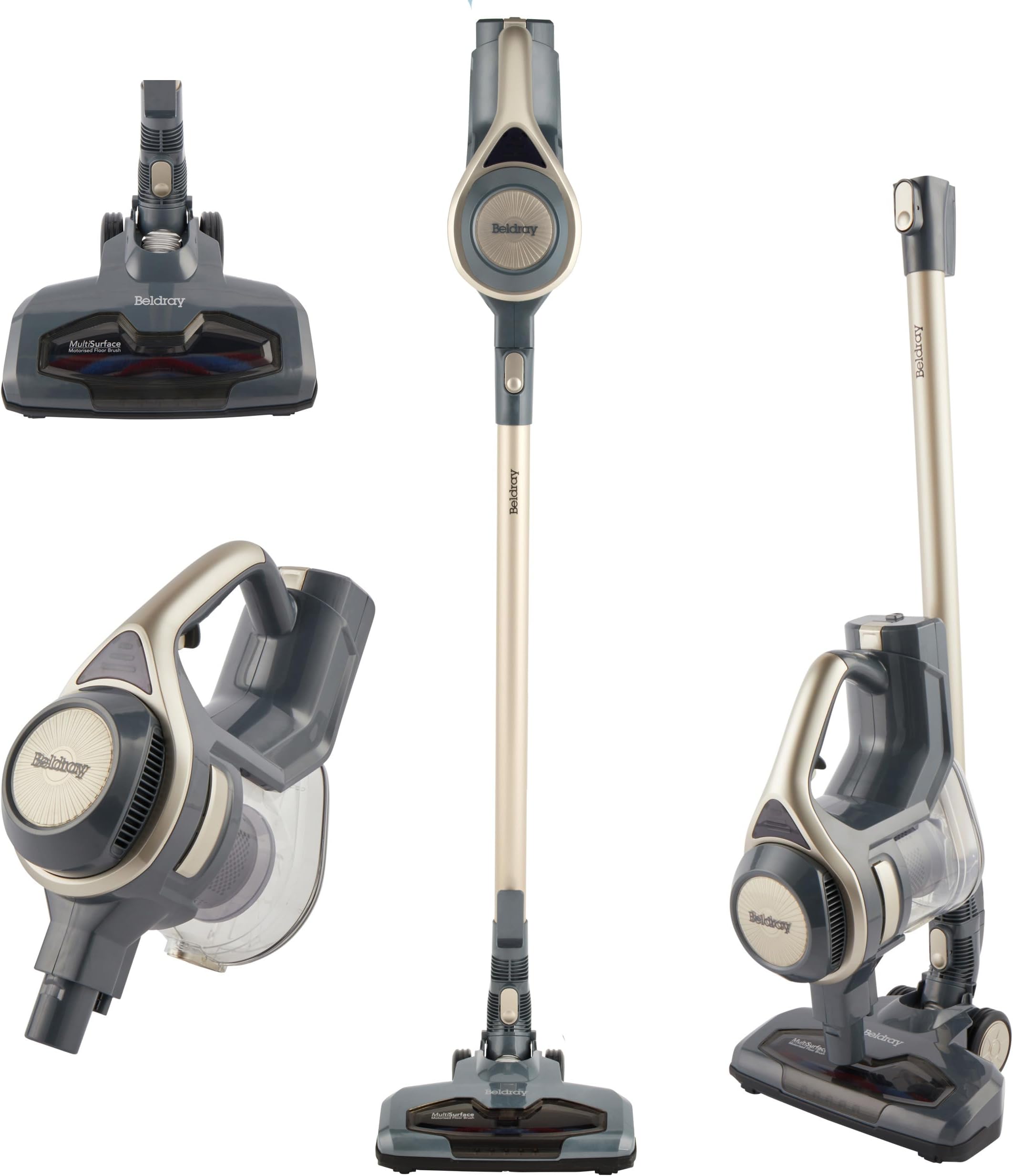 Beldray Airgility Cordless Vacuum Cleaner – 100W, 22.2V Rechargeable, Converts to Handheld, 1.2L Dust Capacity, 7–10kPa Suction, 40-Minute Runtime, Lightweight with Spare HEPA Filter, Titanium