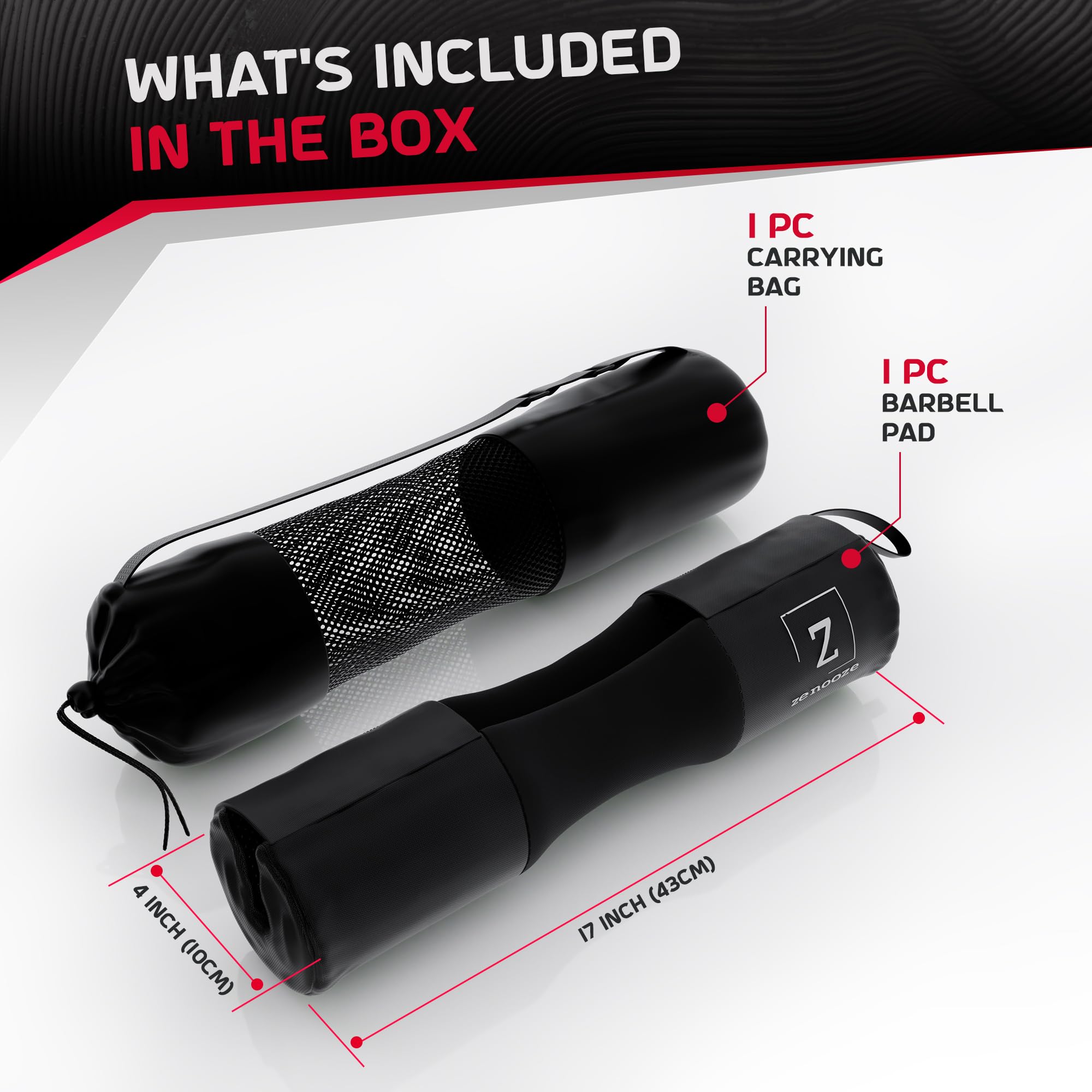 Zenooze Versatile Barbell Pad, Non-Slip Design, 100% Washable, Comfortable Barbell Squats Pad, Hip Thrust Pad for Barbell Cushion Pad - Gym Bar Pad for Hip Thrusts, Fits Standard and Olympic Bar