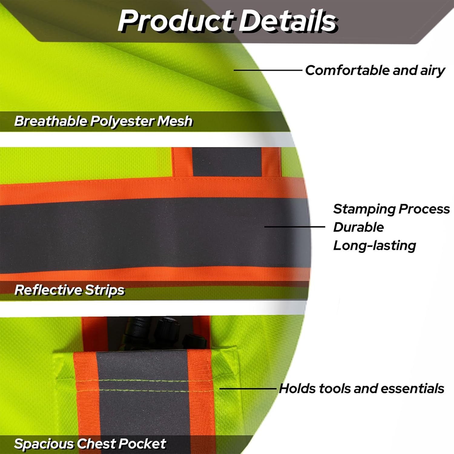 High Visibility T Shirt for Men ANSI Class 2, Hi Vis Reflective Safety Short Sleeve Work Shirts with Pocket