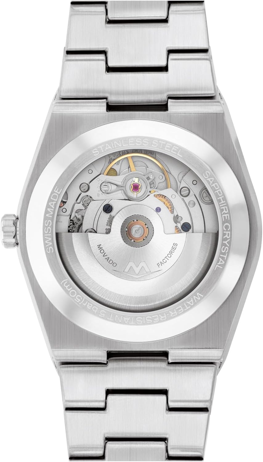 Movado Bold Quest Men's Luxury Automatic Watch - Swiss Self-Winding Movement, Stainless Steel Bracelet, Water Resistance 50 Meters (5ATM) - Classic Timepiece - Gift for Him - 39mm