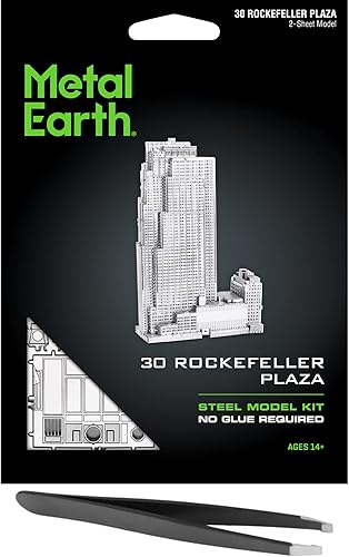 Metal Earth 30 Rockefeller Plaza 3D Metal Model Kit Bundle con pinzas Fascinaciones