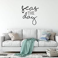 Vista 4 de Seas the Day Cursive Wall Decal Vinyl Sticker Nautical Decoration for Living Room, Bedroom Quote for Laptop or Water Bottle Black, White