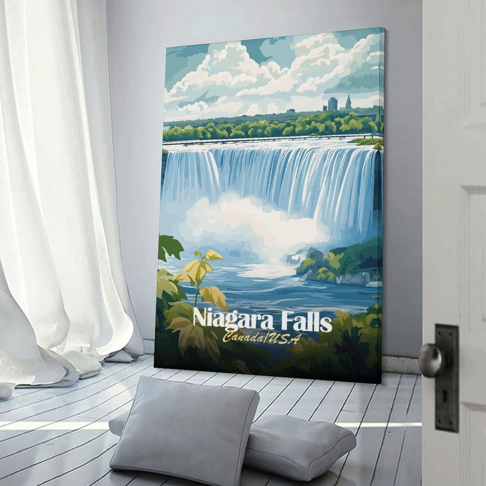 Junmoney Wall Picture Print Niagara Falls Canada USA Illustration, 08x12inch(20x30cm), for Living Room, Lounge Or Sitting Room, A Home Accent with Warm Character