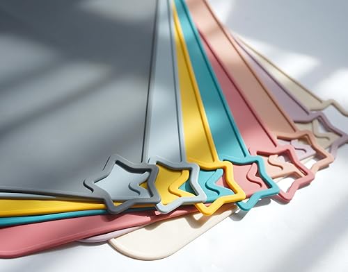 Miniatura 10 de Moonkie Manteles individuales de silicona para bebés y niños, a prueba de manchas, antideslizantes, tapete de mesa para comer con 2 paquetes