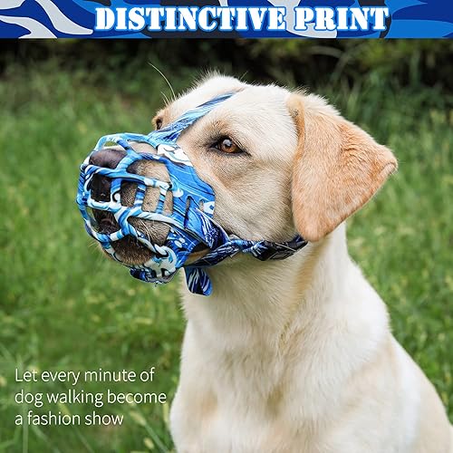 Miniatura 6 de Bozal para perro, bozal de cesta de silicona para perros pequeños, medianos y grandes, bozal de jaula suave para evitar mordeduras, permite beber