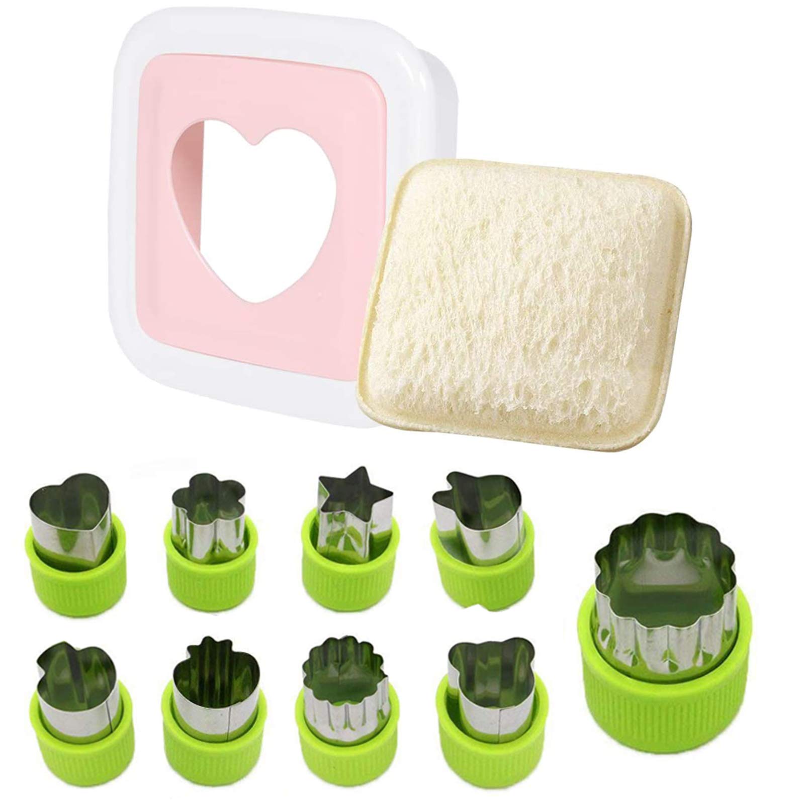 Sandwich Cutter and Sealer Maker with Cookie Cutters Set Fun Sandwich Cutters for Kids Vegetable and Fruit Cutters- Great for Lunchbox and Bento Box- Sandwich Cutters for Kids