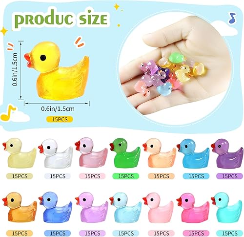 Miniatura 2 de 225 piezas de mini patos luminosos de resina que brillan en la oscuridad a granel para jardín, micro paisaje, decoración de casa de muñecas, broma,