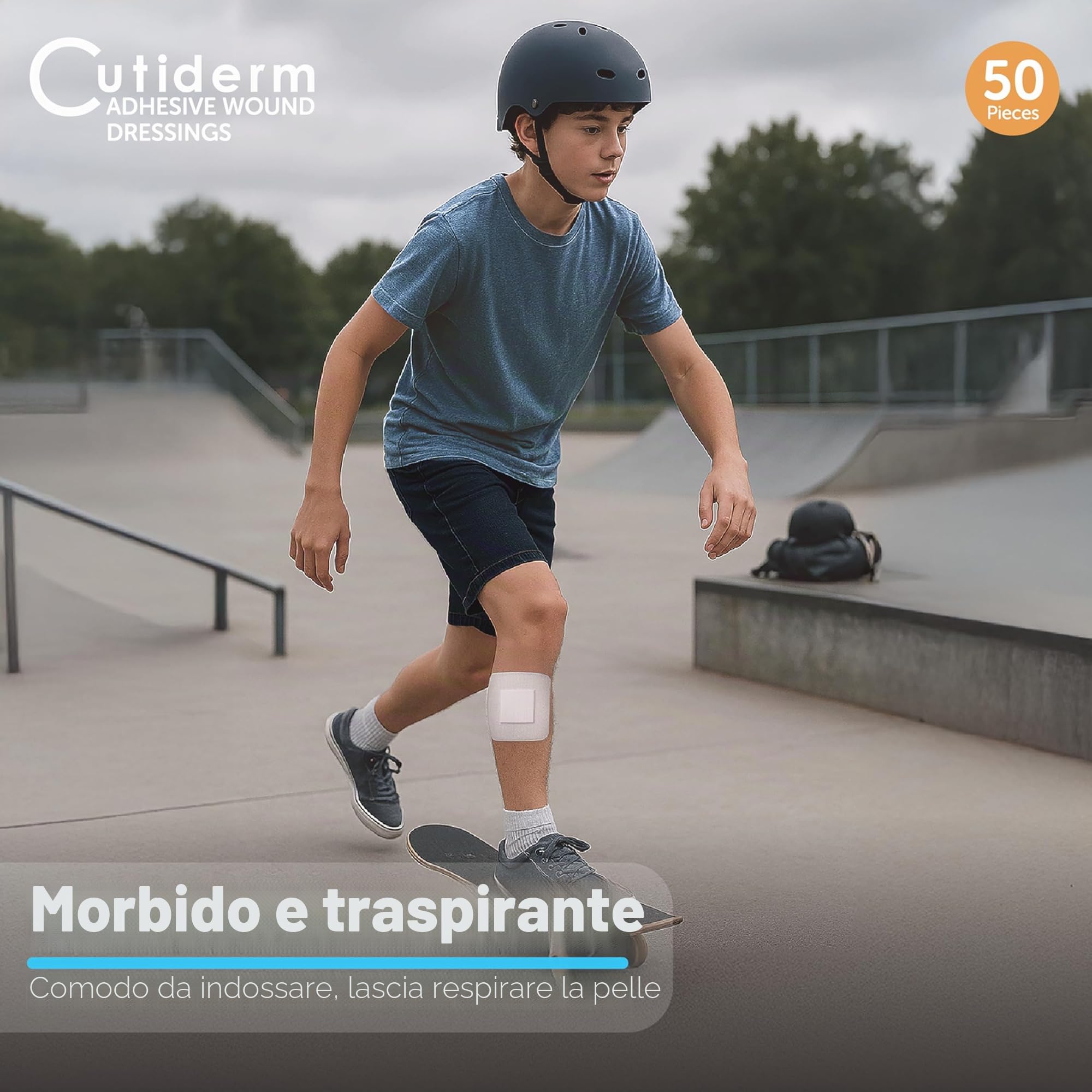 Cutiderm Medicazione adesiva sterile per ferite, 10 cm x 10 cm, confezione da 50