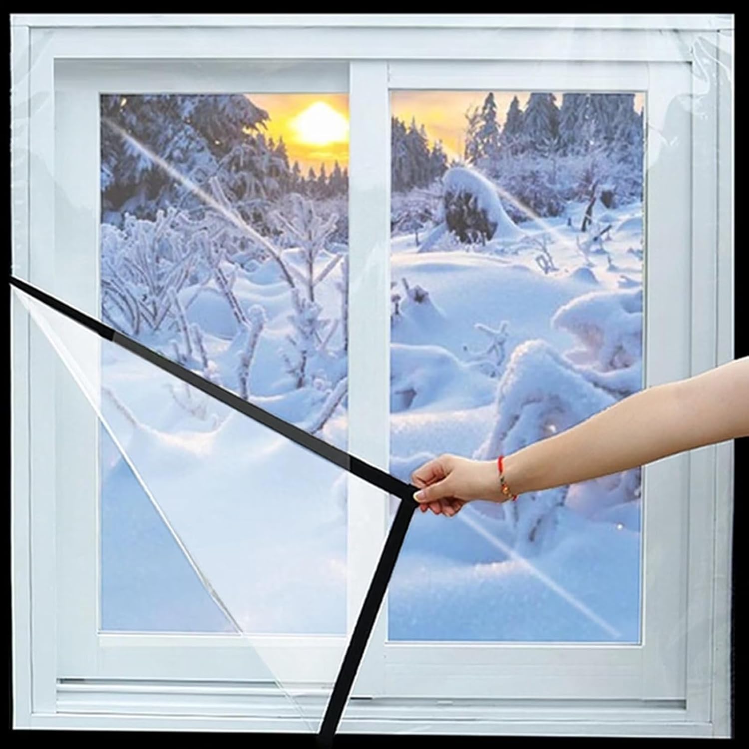 Window Insulation kit, Window Acoustic Insulation Film Sealed Transparent Insulating Curtain for