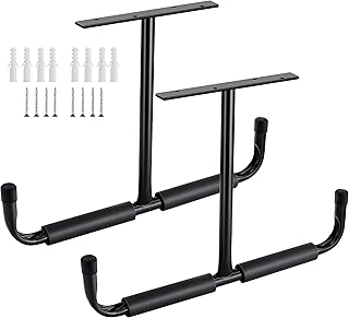 Sinoer Metall-Garagen-Deckenaufbewahrungshaken, an der Wand montierte Haken, Hochleistungs-Utility-Haken für Leiter, Fahrrad, Holz, Werkzeuge und andere sperrige Gegenstände (2er-Pack, schwarz)