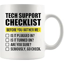 Panvola Tech Support Checklist Technical Support Gifts Computer Programmer IT Tech Support Engineer Support Specialist Novelty Drinkware Ceramic Mug (White, 11 Ounces)