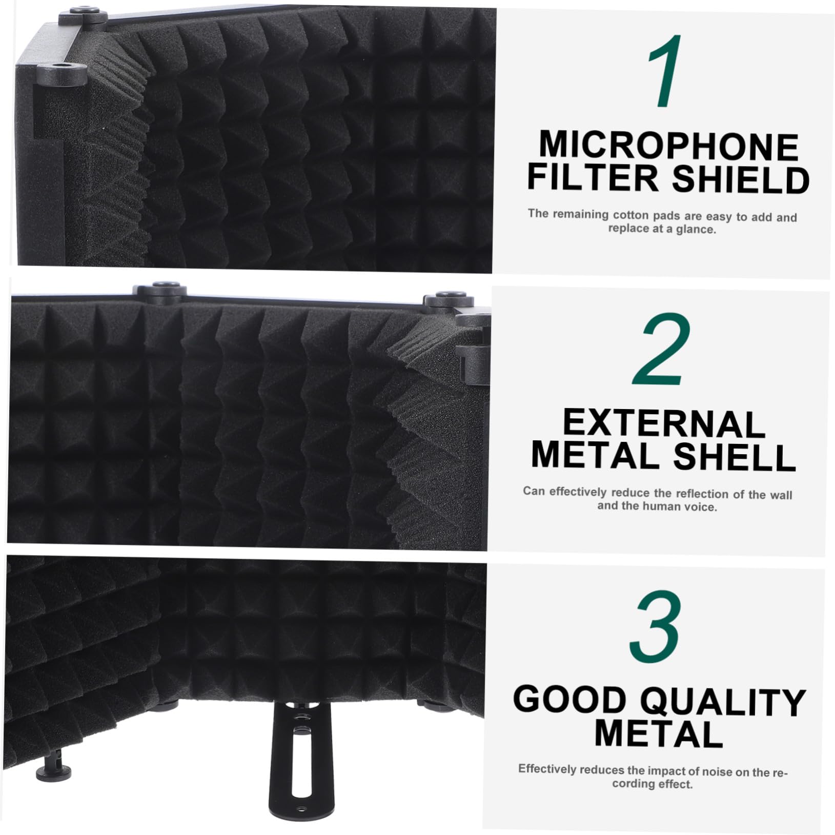 ERINGOGO Protector de Micrófono Plegable U-shaped con Esponja de Hierro Cubierta Aislante para Reducción de Ruido y Absorción Acústica Portátil para Grabación Profesional
