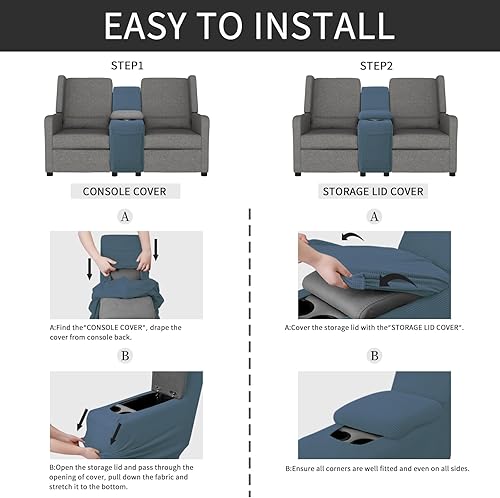 Miniatura 345 de Funda elástica para sofá reclinable de fácil colocación, Tela mezcla de poliéster Algodón, Arena