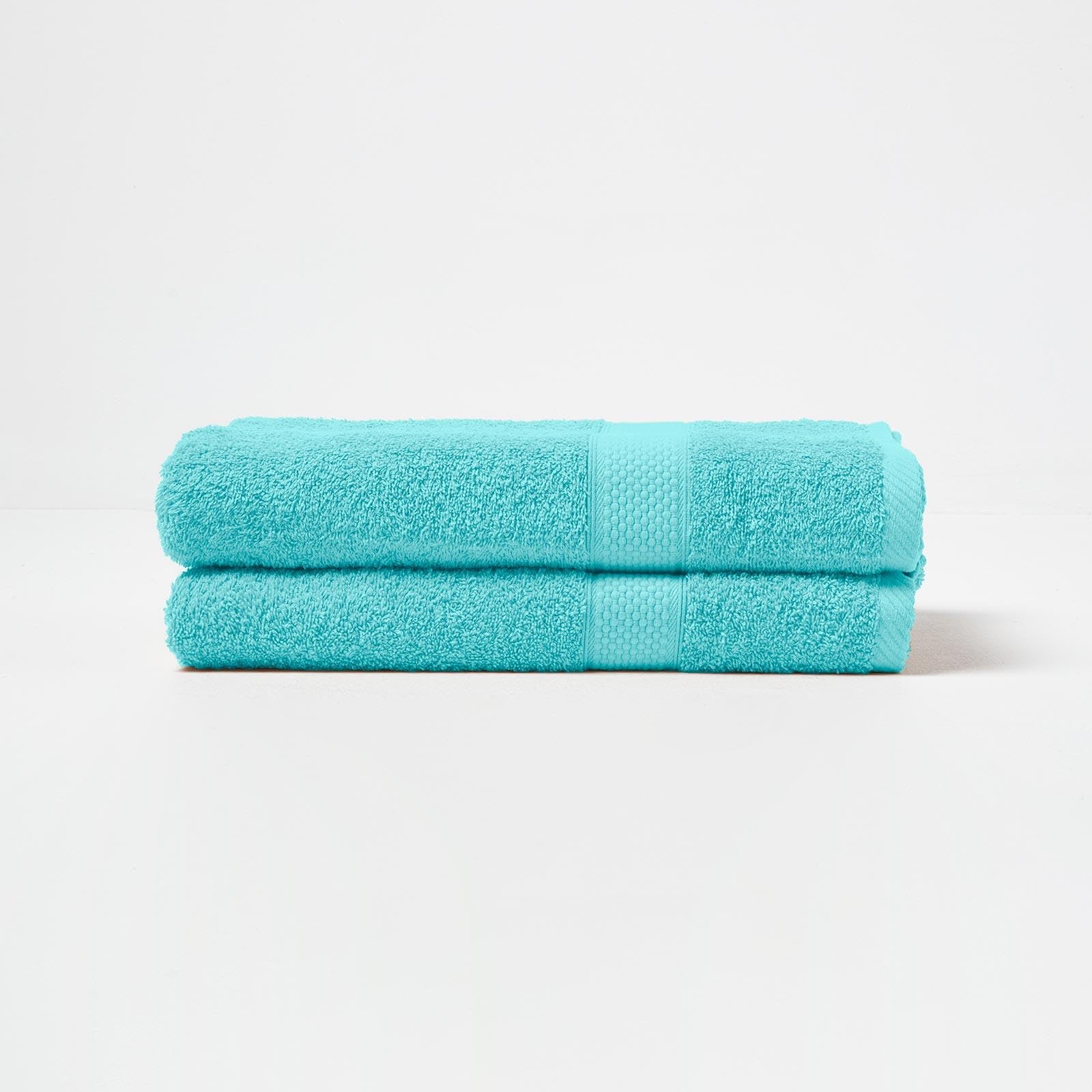 HOMESCAPES Aqua Blue Turkish Cotton Set of 2 Bath Towels Super Soft Thick & Absorbent 500 GSM Towel Heavy Weight for everyday Luxury — image 1