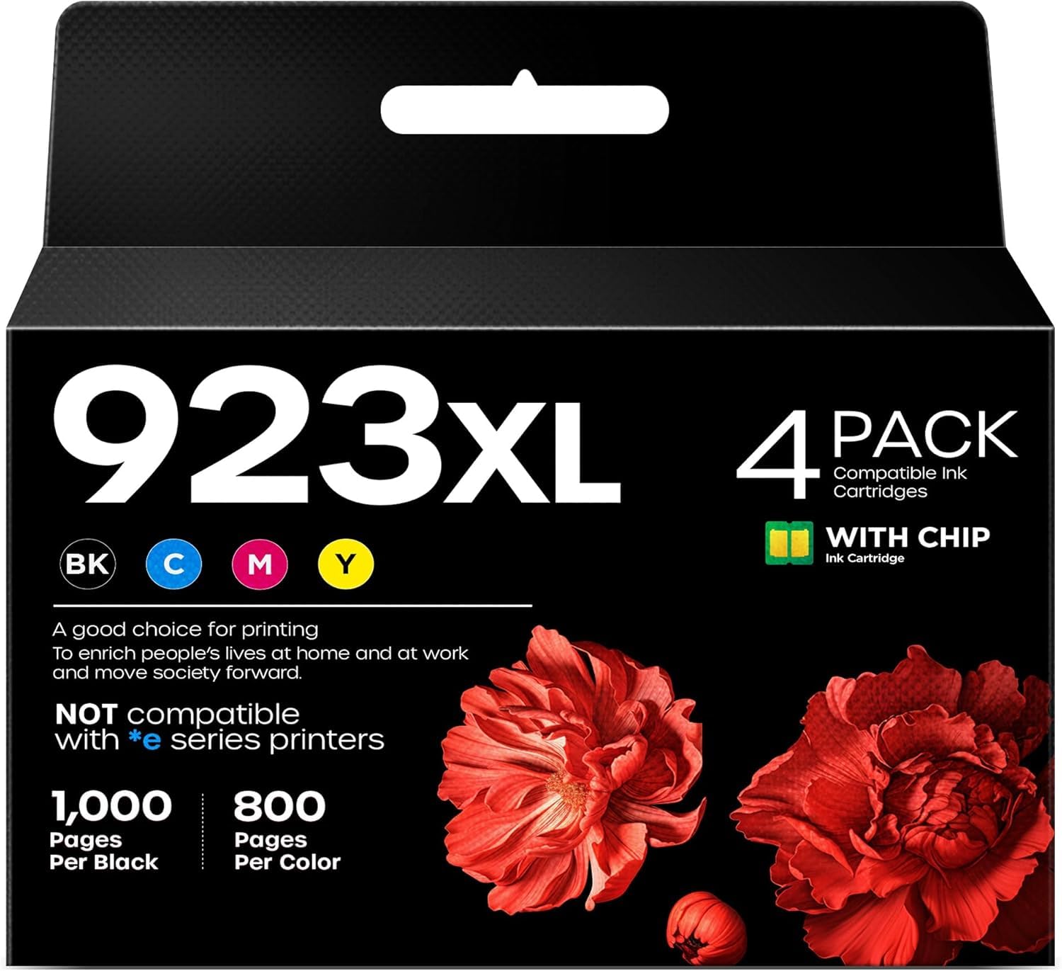 923e 923XL Ink Cartridges (with Chip) Replacement for HP 923e 923 Ink Cartridges Combo Pack High Yield Cartridges Compatible with HP OfficeJet Pro 8120 8123 8130 8133 Printers (4 Pack, BK/C/M/Y)