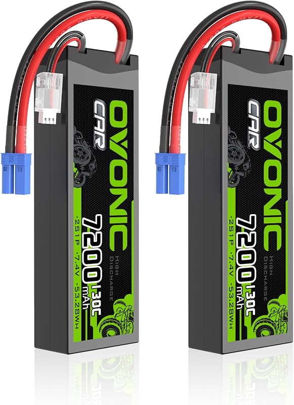 OVONIC 2S LiPo Battery 7200mAh 7.4V 130C RC Battery with EC5 Connector