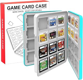 MOXCAHER 3DS ソフトケース 3DS/DS/2DS対応 24/48 枚収納 ソフト整理収納盒 防塵保護 持ち運び便利 (青, 48枚収納)