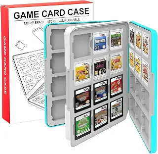 MOXCAHER 3DS ソフトケース 3DS/DS/2DS対応 24/48 枚収納 ソフト整理収納盒 防塵保護 持ち運び便利 (青, 48枚収納)