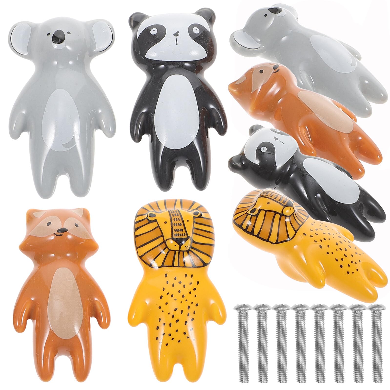 Homoyoyo 8 pezzi Pomelli Animali in Ceramica Manopole per Armadietti Design Creativo con e Leone Maniglie Decorativi per Mobili