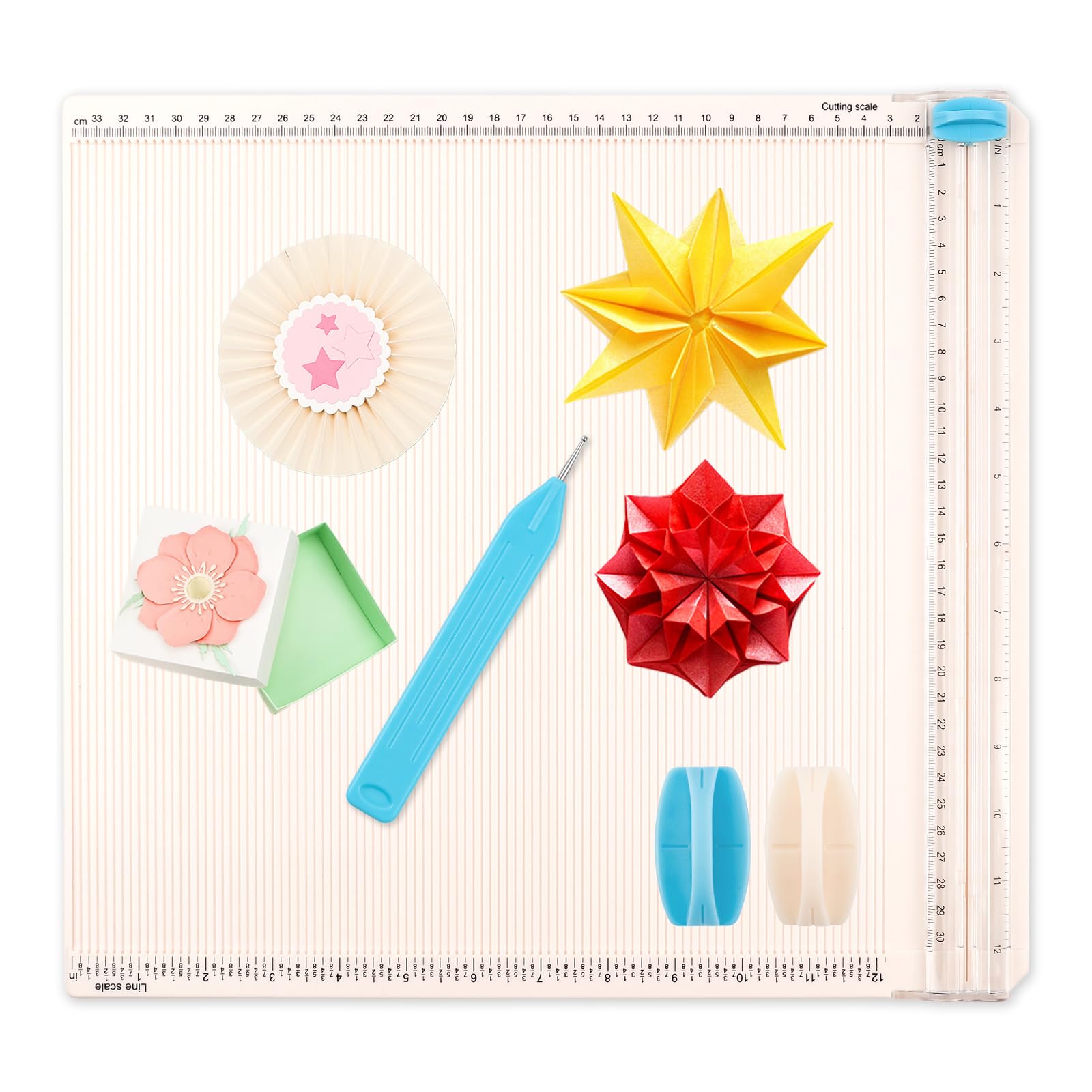 OTCRAFT Paper Trimmer Scoring Board 12 x12 inch with 1 Cutting and 1Scoring Blades Craft Paper Cutter for Folding & Scorer Cover of Book & Gift Box and Photo