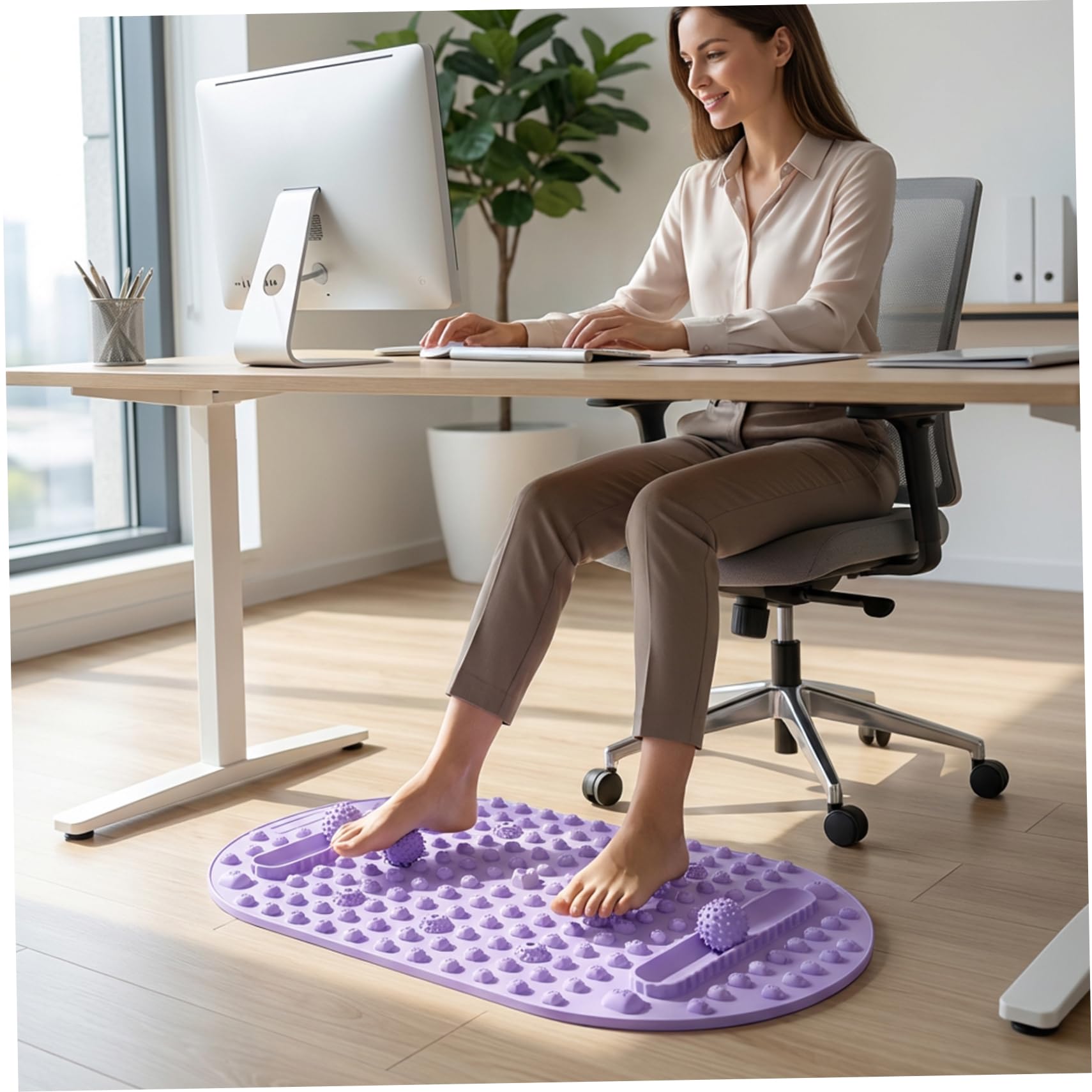 Tapis de massage des pieds, tapis d'acupression avec nœuds de réflexologie – Coussin en silicone antidérapant extra épais pour le yoga, l'intérieur