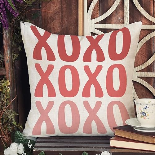Miniatura 3 de XOXO - Funda de almohada romántica para el día de San Valentín boda compromiso aniversario funda de cojín cuadrada decoración del hogar para sofá