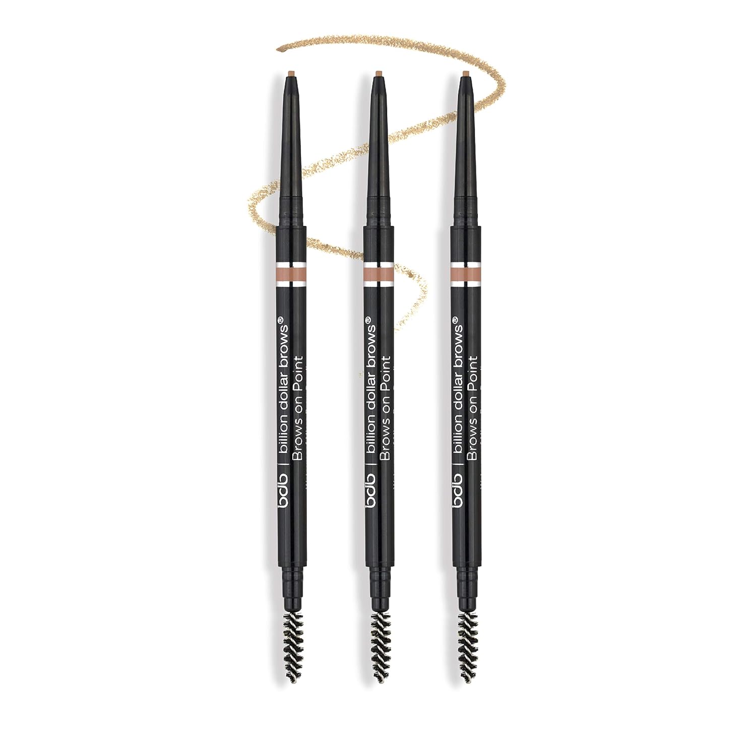 bdb Brows on Point Micro Brow Pencil - Precision Tip & Spoolie, Waterproof, Define Shape and Fill Brows, Taupe, 3-Pack