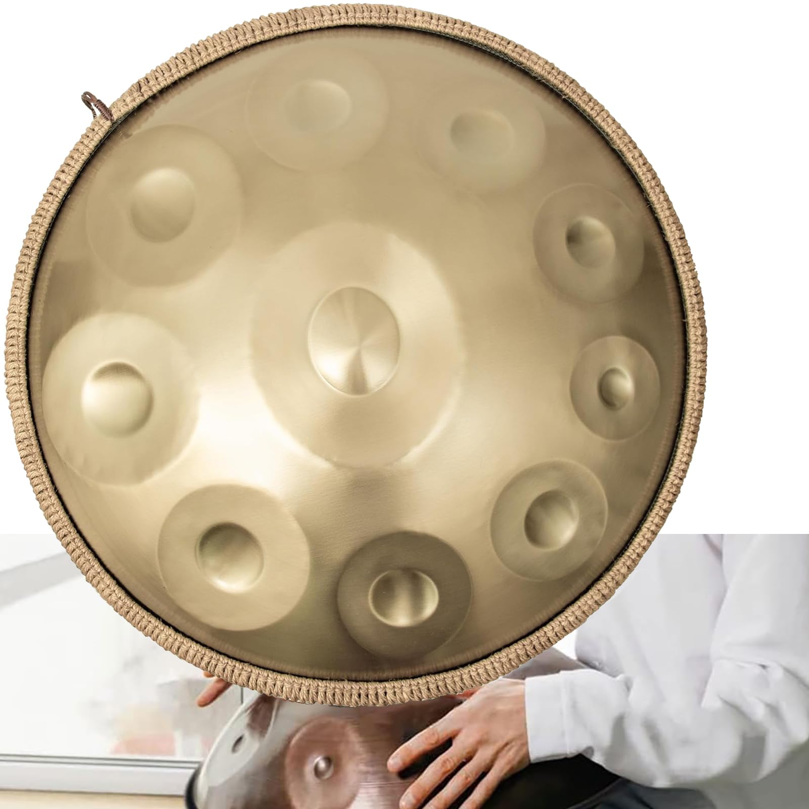 Tambor Handpan, armónico en si Menor, 10 Tonos, Tambor de Acero de 22 Pulgadas, Ideal para meditación Personal, Yoga y música (432 Hz).