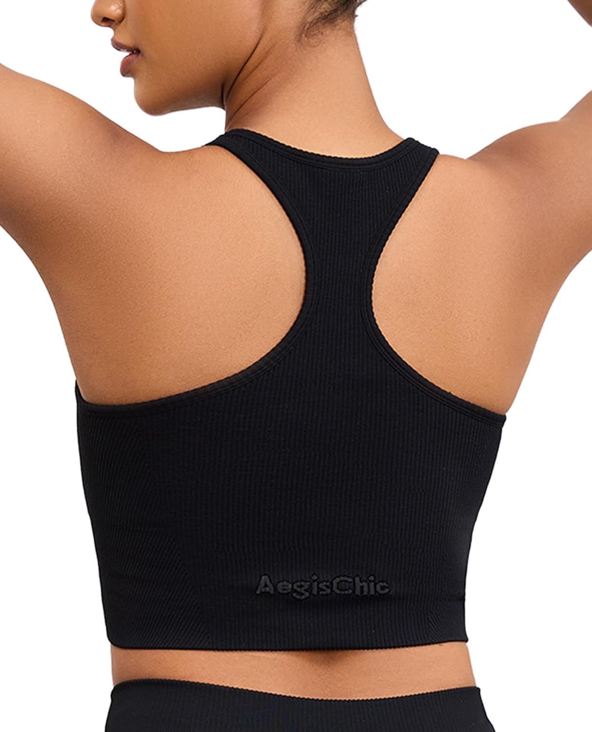 Yoga Sports Seamless Bras for Women Longline Tank Top with Built-in Gym Workout Racerback Bra Tops - Image 3