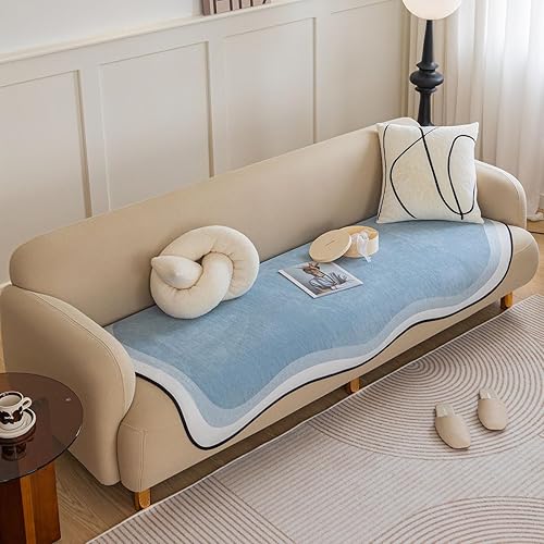 Miniatura 10 de vctops Funda de sofá de lujo en degradado de chenilla, antideslizante, súper suave, funda protectora de muebles, alfombras para sala de estar y