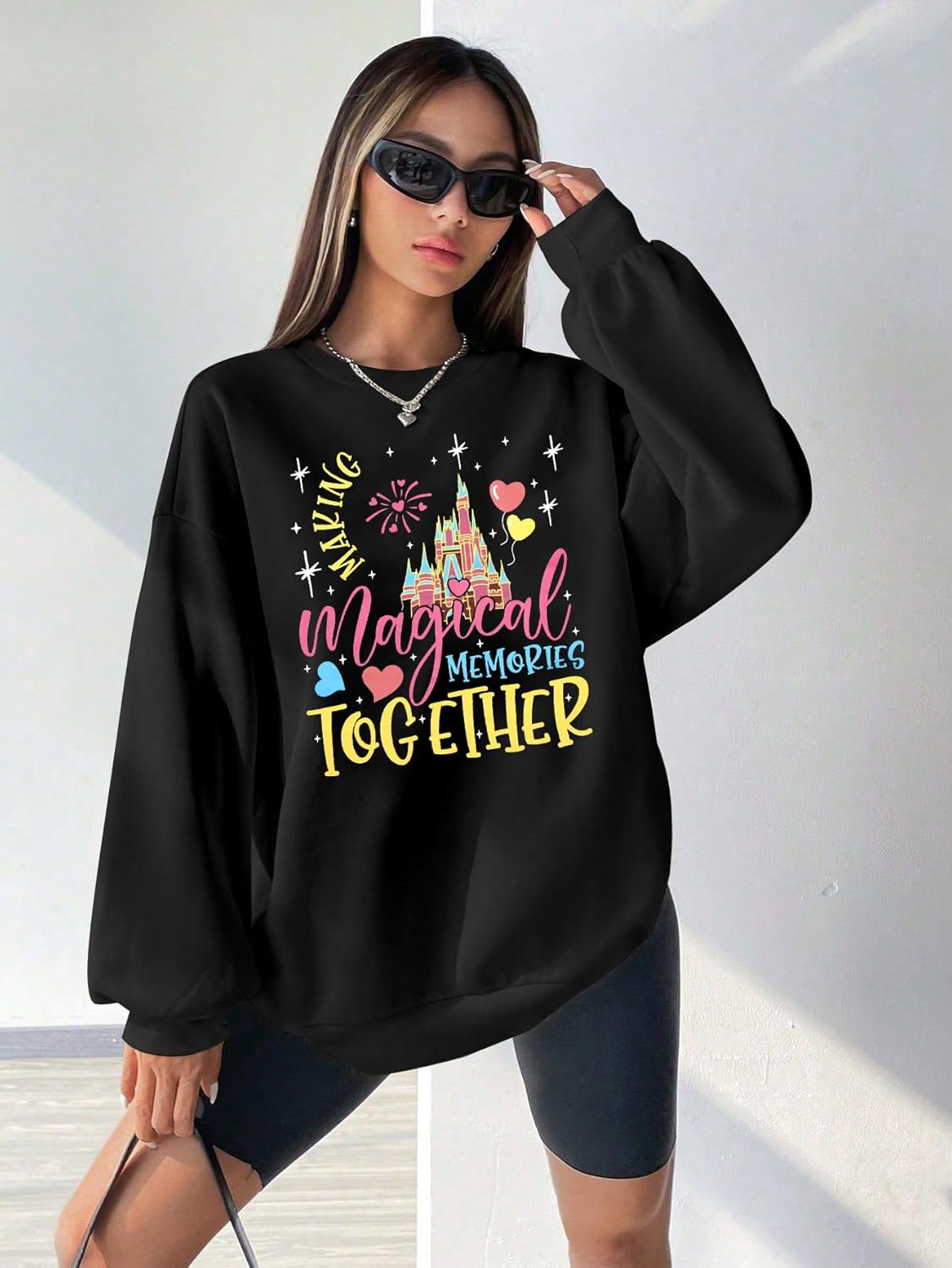 MYHALF Magic Kingdom Sweatshirts Women Embroidered Magical Princess Graphic Shirts Family Vacation Castle Long Sleeve Tops - Image 4