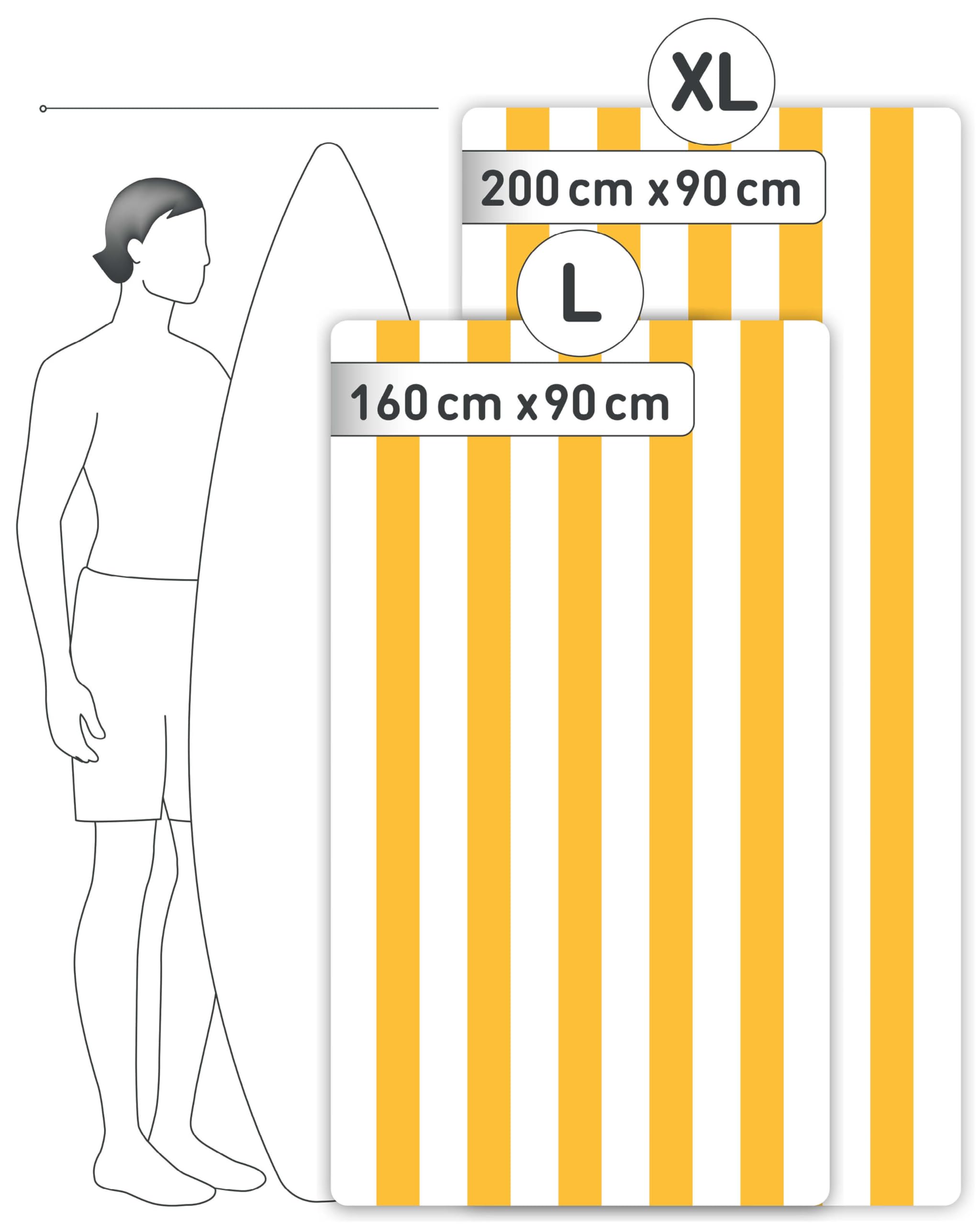 Fit-Flip Telo Mare microfibra – leggero, fine e ad asciugatura rapida – asciugamano microfibra grande – teli antisabbia da spiaggia – 100% riciclato - rigato giallo limone-bianco 160cmx90cm