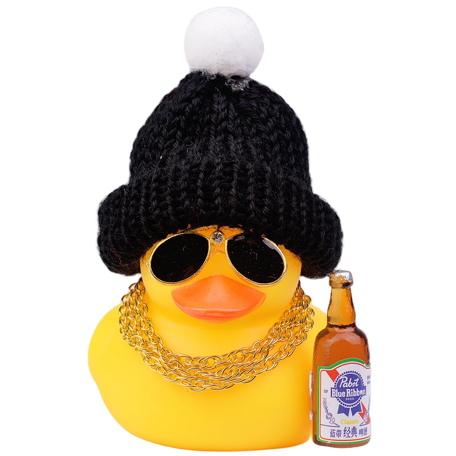 Mwmoeen Weihnachts Gummiente Auto Dekoration, Winter Gummi Ente Auto Armaturenbrett Ornament mit Weihnachtsmütze, Bier, Halskette und Sonnenbrille, Passend für Auto, Haus, Büro Dekoration, 7.9cm
