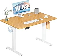 DUMOS 40 Inch Electric Standing Desk - Adjustable Height Sit-Stand Workstation with Memory Presets, Oak for Home Office Gaming